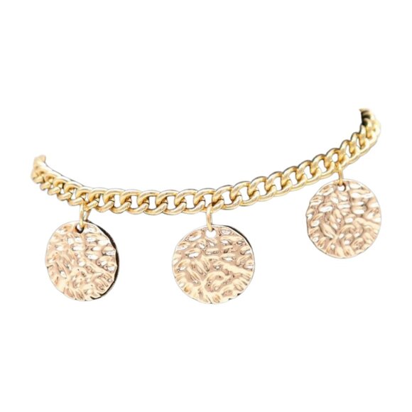 NEW Women Gold Metal Western Boot Chain Bracelet Anklet Shoe 3 Circles Charm SET - Picture 5 of 17